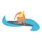 Picture of a guy on a surfboard on a white background. Vector illustration