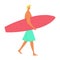 Picture of a guy on a surfboard on a white background. Vector illustration