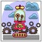 picture. illustration. children\\\'s illustration. fire truck. rockets. robot