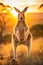 A picture of a kangaroo hopping through the grasslands or a giraffe stretching its neck to reach l