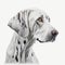 Picture of a Large White Dog with Spots on a White Background Generative AI