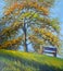 Picture `Lonely Bench`. Canvas, oil