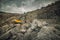 Picture of mining in a quarry with demolition equipment, industrial photography, mining and environmental destruction