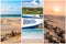 Picture montage of Boavista island landscapes in Cape Verde arc