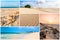 Picture montage of Boavista island landscapes in Cape Verde arc