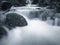 Picture of a mountain stream or creek flowing between rocks in Carpathian Mountains, Romania. Seven ladders canyon in Piatra Mare