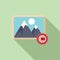 Picture mountains landscape copyright icon flat vector. Legal protection
