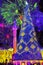 Picture, New Year tree in garlands at Palace Square, St. Petersburg, Russia. mixed media