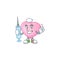 Picture of Nurse pink love balloon cartoon style holding syringe