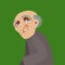 Picture of old grandfather on green background. Vector illustration
