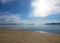 Picture perfect beach with footsteps in the sand..