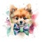 A Picture-Perfect Pomsky Puppy in Glasses, Pastel Headband, and Bandana. AI Generated