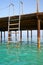 Picture of a pier swim ladder, tropical summer vacation concept