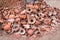 Picture of pile of broken Clay Pottery or Earthenware or traditional Jar on abandoned hut