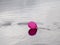 Picture with a pink balloon in a dark running river, beautiful reflections