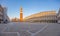 Picture of Plaza San Marco in Venice with Campanile and ST. Marcus Basilika during Crona lockdown without people