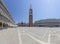 Picture of Plaza San Marco in Venice with Campanile and ST. Marcus Basilika during Crona lockdown without people