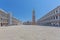 Picture of Plaza San Marco in Venice with Campanile and ST. Marcus Basilika during Crona lockdown without people