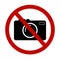 Picture prohibiting taking photos with the camera. Sign of illegal forbidden recording. Vector illustration