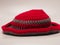 Picture of red color with grey stripes crochet hat