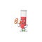 A picture of red test tube cartoon design style speaking on a megaphone