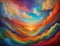 Picture reflecting a surreal sunset or sunrise through an abstract amalgamation of colors and textures, connoting themes of