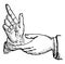 This picture represents the hands position in argumentation vintage engraving