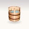 Picture for the Russian bath. A wooden barrel for a sauna. A template for the bathing company. The place for your text