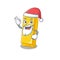 A picture of Santa gold bar mascot picture style with ok finger