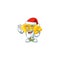 A picture of Santa gold chinese folding fan mascot picture style with ok finger