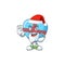 A picture of Santa love gift blue mascot picture style with ok finger