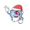 A picture of Santa monocyte cell mascot picture style with ok finger
