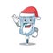 A picture of Santa saline bag mascot picture style with ok finger