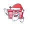 A picture of Santa shopping basket mascot picture style with ok finger