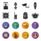 Picture, sarcophagus of the pharaoh, walkie-talkie, crown. Museum set collection icons in black,flet style vector symbol