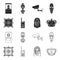 Picture, sarcophagus of the pharaoh, walkie-talkie, crown. Museum set collection icons in black,outline style vector