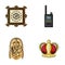 Picture, sarcophagus of the pharaoh, walkie-talkie, crown. Museum set collection icons in cartoon style vector symbol