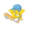 Picture of shiny star cartoon character playing baseball