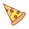 picture of a slice of pizza on a white background. Vector illustration