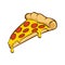 picture of a slice of pizza on a white background. Vector illustration