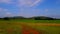 The picture of small hill rice field and the blue sky with clouds