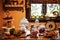 Picture of spices and herb arranged neatly in glass and scale in kitchen