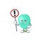 A picture of staphylococcus aureus cartoon character concept holding a sign