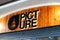 Picture store text and logo sign front of shop surf board fashion entrance