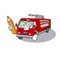 A picture of Student fire truck character holding pencil