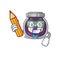 A picture of Student grape jam character holding pencil