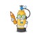 A picture of Student oxygen cylinder character holding pencil