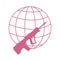 Picture symbolizing the world against weapons: rifle and globe