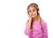 Picture of teenage lovely girl with headphones listening music,isolated