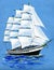 Picture on textile sailing ship